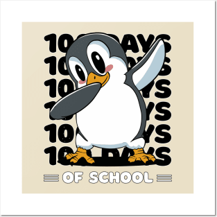 100 Days of school typography featuring a Dabbing Penguin #3 Posters and Art